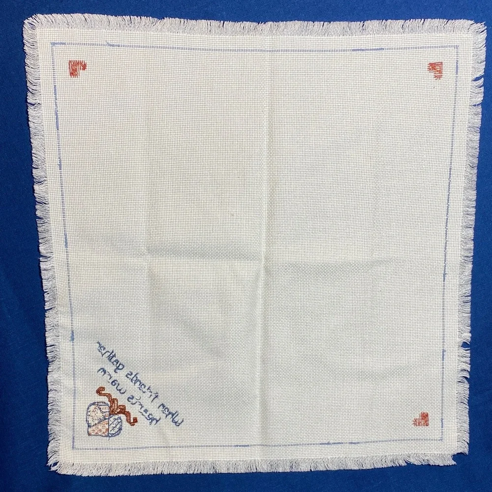 New Hand Embroidered Breadcloth with Friendship & Heart Design